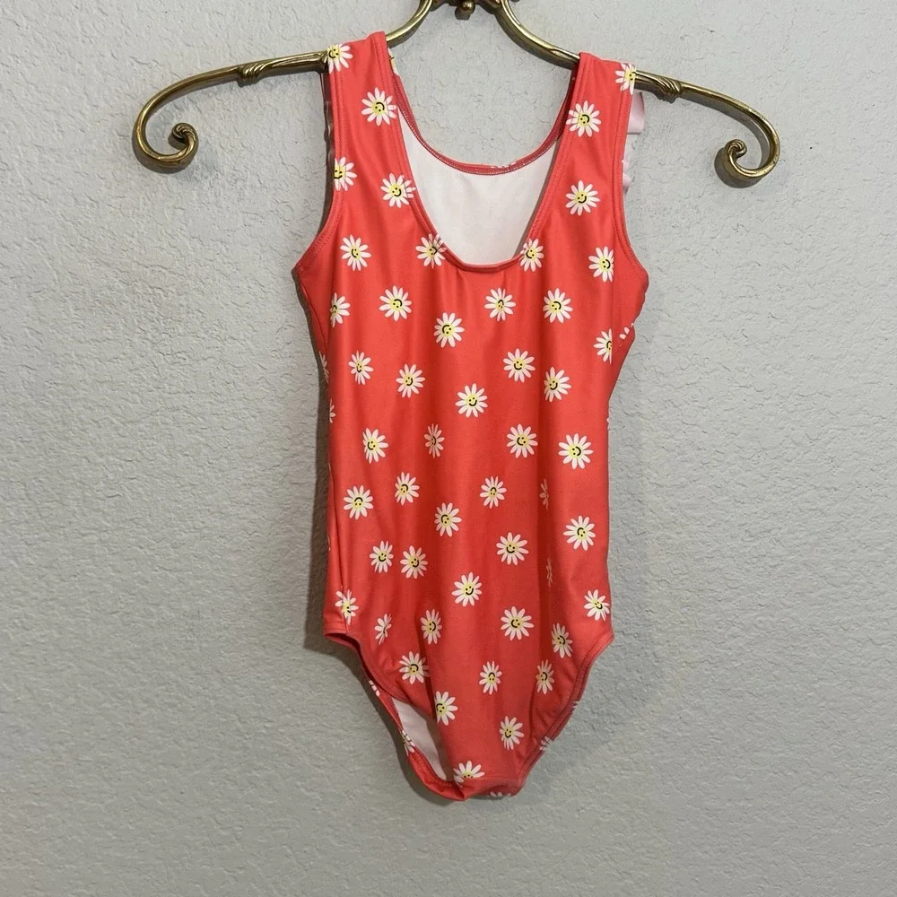 Tucker +Tate ‎ Daisy Coral ruffle girl's One Piece swimsuit size 6  Nordstrom